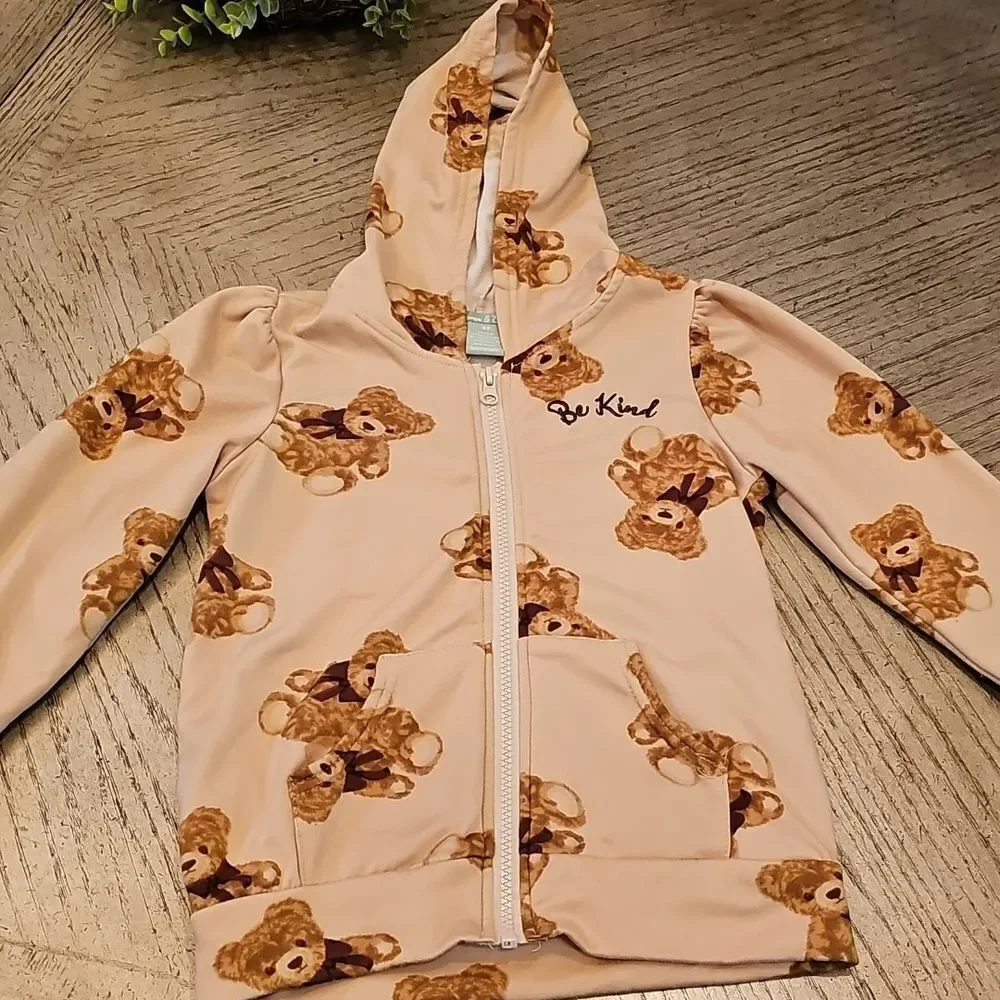 Teddy Bear Be Kind Zip Up Hoodie 6X